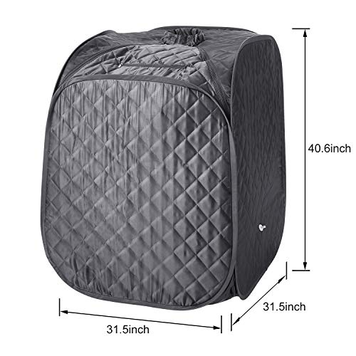 elifine Portable Steam Sauna Spa Home 2L Personal Therapeutic Sauna with Remote Control One Person Sauna Tent with Foldable Chair Timer (Gray)