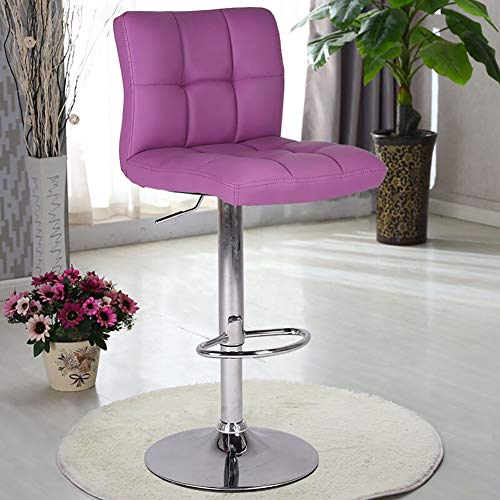 Cyayq Swivel Leatherette Bar Stools,Adjustable Hydraulic Barstool Chairs,For Kitchen Counter With Back Swivel Stool Chair -Purple #TOP1