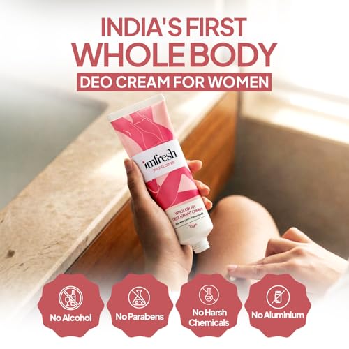 Image of imfresh Wildflower Deodorant Cream For Whole body | Long Lasting Odour Control | Helps in brightening underarms | Alcohol-Free | No Aluminium /No Parabens 75gm, As Seen on Shark Tank