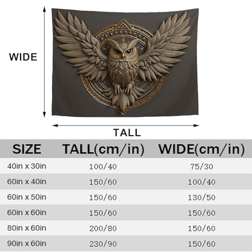 Tapiz de pared de búho retro para decorar tu salón con tela de poliéster grande 4