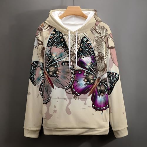 Sweats à capuche papillon rétro | Pull unisexe taille S - 4