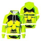 HiVis Custom Safety Hoodies Black Skull Shadow Customize Name High Visibility Hoodie for Men Reflective Hoodie Hi Vis Construction Workwear for Runners, Walkers, Trucker, Operator, Patriotic-2XL