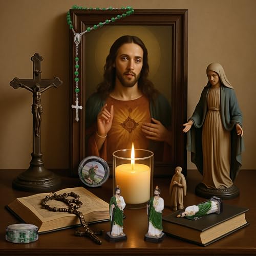 Set 24 estatuas San Judas Tadeo con collar y caja miniatura 4