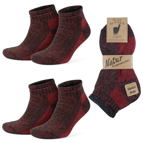 GoWith 2 Pairs Alpaca Wool Low-Cut Ankle Socks for Men Women, Cushioned Terry Warm Thermal Thick Merino Blend Camping Socks