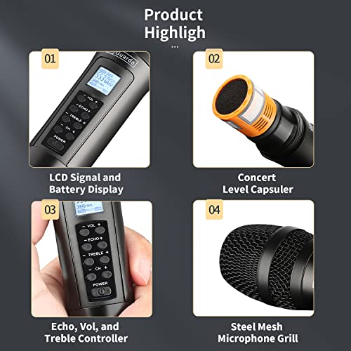 Wireless Microphone, Gd Guarda Us-88 Pro, Mic With Echo, Treble & Volume Control, Uhf Handheld Dynamic Microphone With Rechargeable Receiver For Singing Karaoke Speech #TOP2