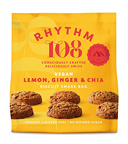 Rhythm 108 Organic Vegan Gluten & Dairy Free Tea Biscuits Share Bag Mixed Case of 4 x 135g