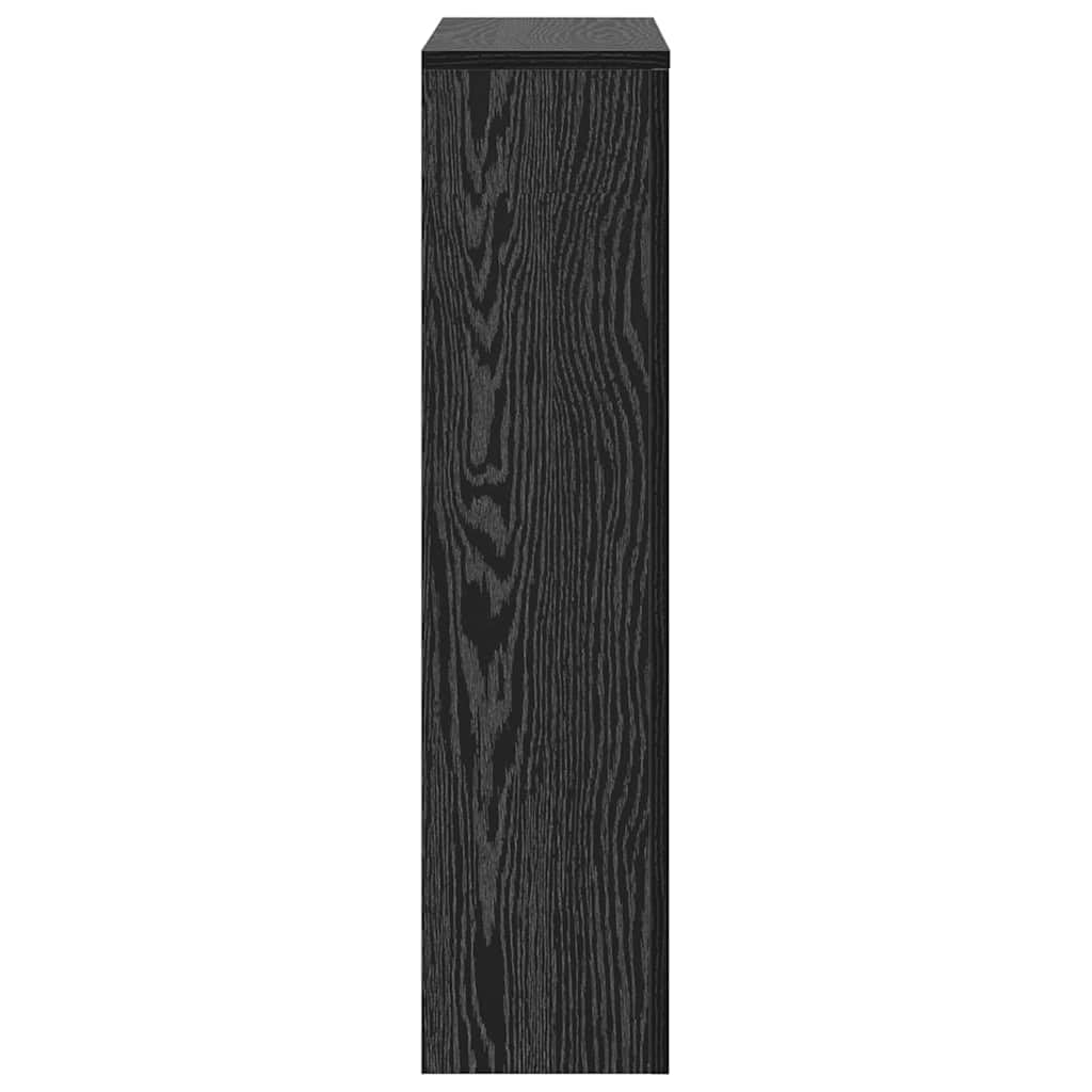 Heizkörperabdeckung Schwarz Eichen-Optik aus Holzwerkstoff 78 x 20 x 82 cm, vertikales Latten-Design, mit oberem Regalfach, für Wohnzimmer Wärme regulierung