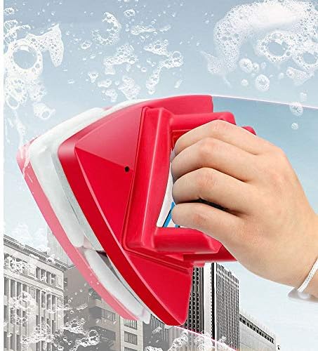 Fcare Magnetic window cleaner, double-sided window cleaning brush Glass Wiper Cleaning Tools, outside window cleaner, 5-gear Adjustable for high rise window cleaning Windows Thickness 0.3"-1.2" (red)
