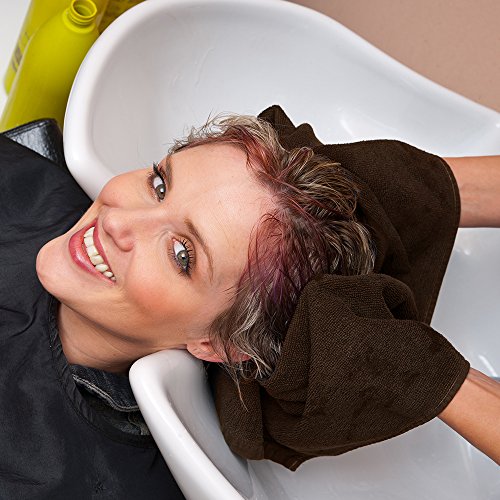 Image of Arkwright Bleach Resistant Salon Towels 12 Pack - 100% Cotton Hair Towels, Soft, Absorbent, Quick Dry Spa & Barber Towels for Hair Stylist, Nail Salon & Esthetician, 16 x 28, Brown