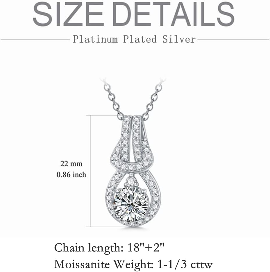 Aihpos Multistyle Moissanite Necklaces for Women Platinum Plated Silver Moissanite Pendant Necklace, 18''-20'' - Image 5