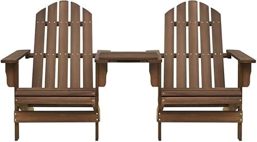 Miniatura 2 de Sillas de césped, muebles de porche, juego de muebles de patio, sillas Adirondack con mesa de té, madera maciza, abeto marrón para cocina al aire