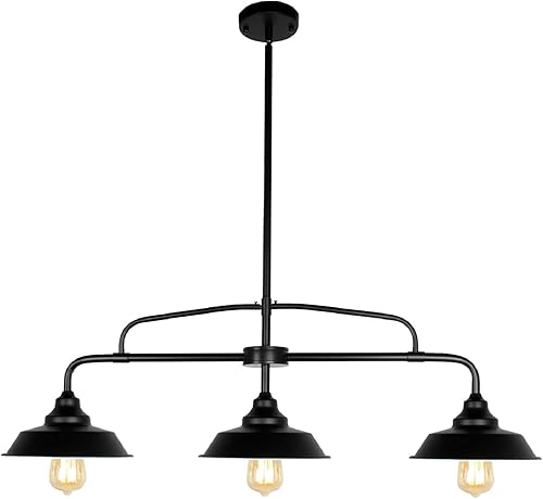 Miniatura 8 de Lámpara colgante de isla de cocina, 4 luces, lámpara moderna de granja, lámpara colgante de techo de metal industrial para comedor, pasillo, mesa de