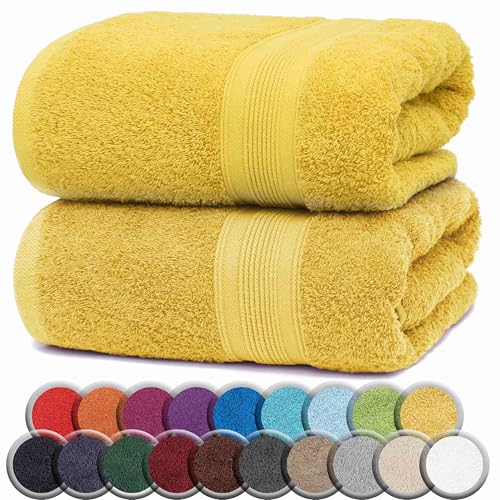 Naturemark Premium Toallas De Baño 100 Algodón, Suaves, Duraderas, Con Asa Para Colgar Pack De 2, 100x150cm, Color Amarillo Naturemark Premium Toallas De Baño 100 Algodón, Suaves, Duraderas, Con Asa Para Colgar Pack De 2, 100x150cm, Color Amarillo