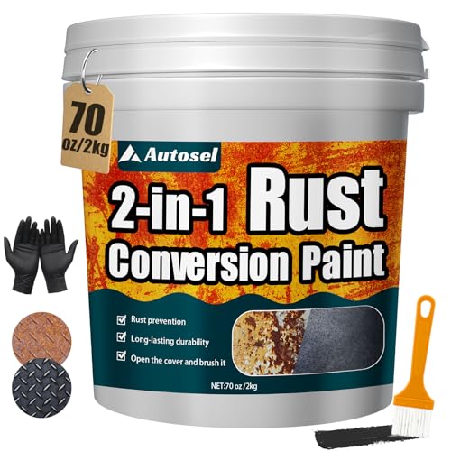2-in-1 Rust Converter & Metal Primer, 70 Oz Rust Reformer Paint for Metal, Stops Rust & Corrosion, Rust Conversion Paint, Heat & UV Resistant Anti Rust Coating for Automotive, Marine, Fence, Tools
