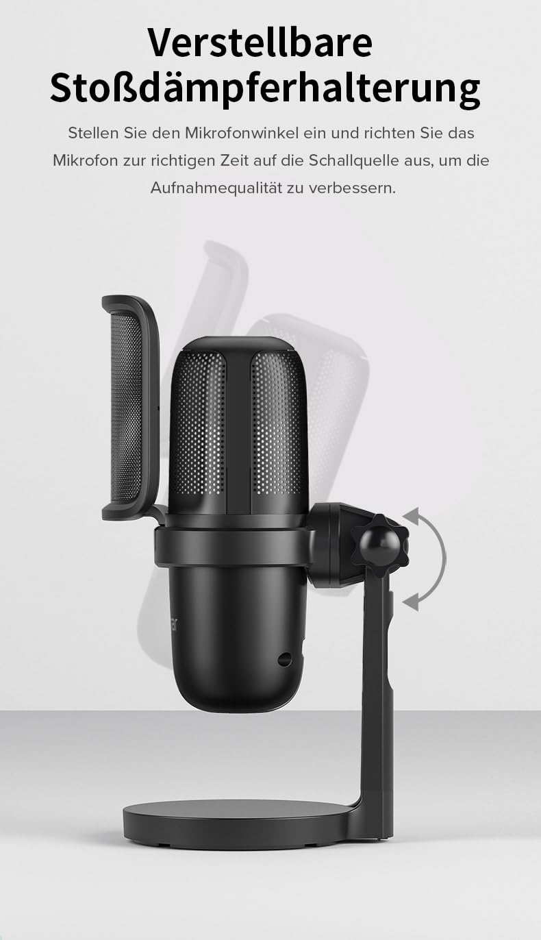 KO-Star M-630S USB Gaming Mikrofon RGB – Nierencharakteristik, Touch-Stummschaltung, Plug & Play, Metall-Pop-Filter, Verstellbarer Winkel, 2 m Kabel, USB-C/USB-A