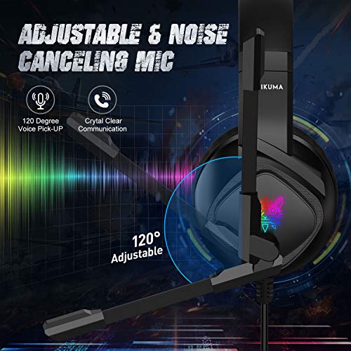ONIKUMA Fone de ouvido para jogos PS4 com cancelamento de ruído com microfone retrátil para Xbox One