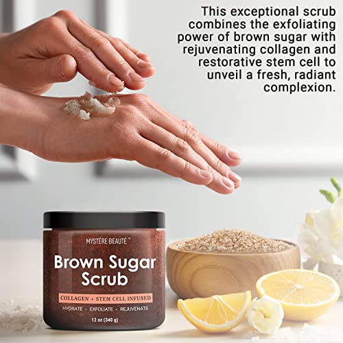 Mystére Beauté Brown Sugar Body Scrub For Women & Men- Natural Skin Care - Moisturizing And Exfoliating Body & Foot Scrub - Fights Acne, Fine Lines & Wrinkles, Great Gift Item - 12 Oz #TOP6