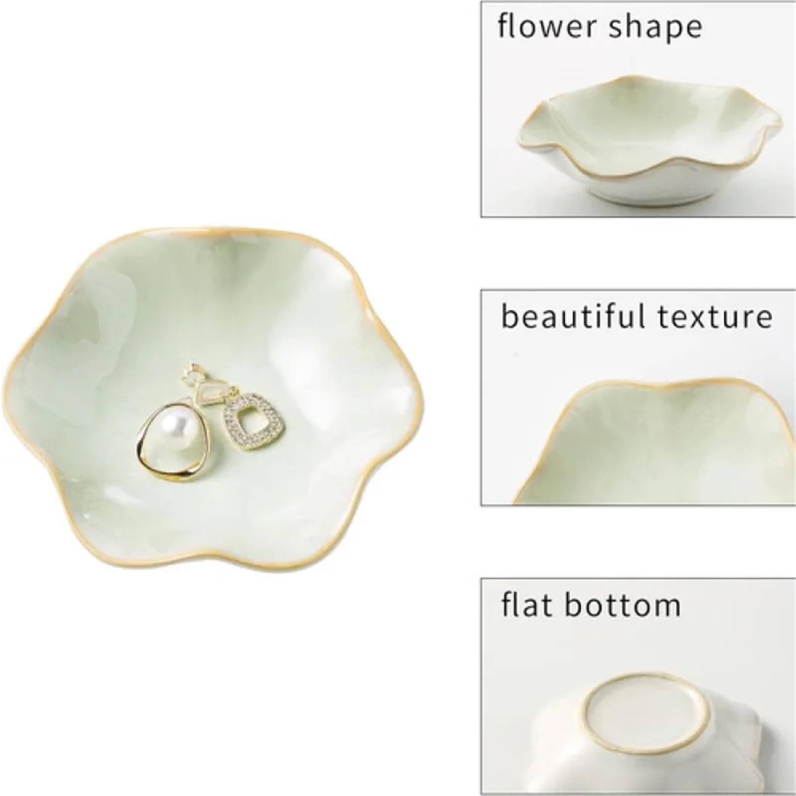 Schmuckschale 2 Stücke Lotus Form Schmuck Mini Tablett Keramik Ring Halskette Schüssel Schlüssel Niedlichen Schmuckstück Halter Mädchen Schlafzimmer Organisieren Hause Dekoration(White)