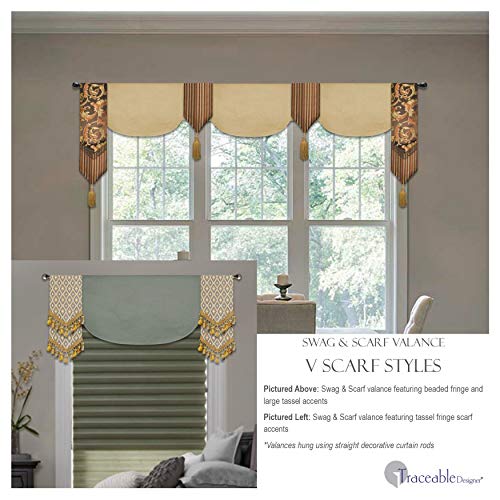 Traceable Designer, DIY, Swag-Scarf Valance Kit, Curtain, No Sewing, Pattern, Fit All Window Sizes, Cornice and Wraparound Styles Included, for Kitchen, Dining Room, Bedroom, Living Room - Thumbnail 2