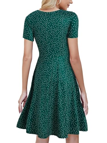 Image of Women's 2026 Fit and Flare Dress Summer Casual Elegant Vintage Floral Printed Work Party A-line Dress with Pockets 162