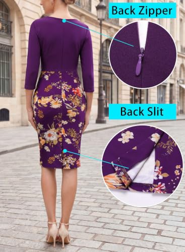 Image of VFSHOW Womens Front Zipper Work Office Business Casual Church Sheath Dress