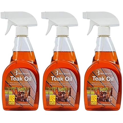 3 x 500ml Teak Oil Spray Traditional Wood Timber Treatment Low Sheen Interior & Exterior Wood Care Cover