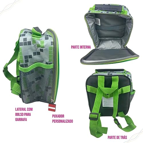Kit Escolar Infantil, Mochila de Rodinha, Lancheira e Estojo - Gamecraft [Shaolong]