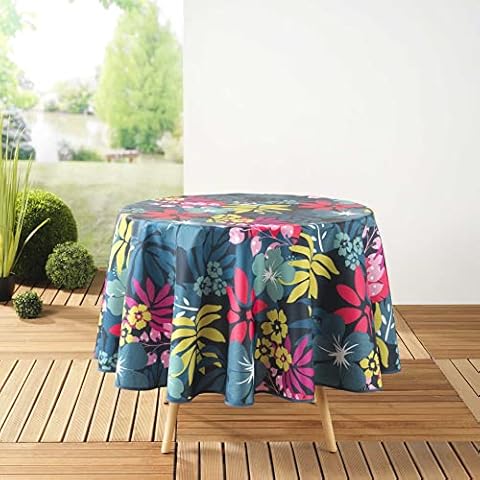 Douceur d'Intérieur, Mantel Redondo diámetro 180 cm poliéster Impreso, Hawai Azul Cover