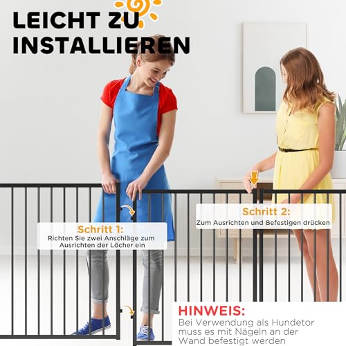 PawHut Welpenlaufstall 8-TLG Welpenauslauf mit 8 Gitterplatten Tür flexibel faltbar Freilaufgehege 76cm hoch Hundelaufstall Welpengitter für kleine und mittelgroße Hunde für drinnen und draußen