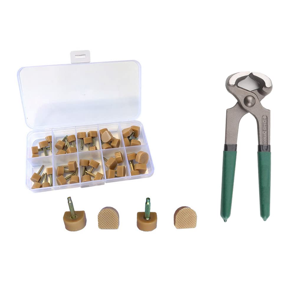 High Heel Tips Replacement kit Pliers, Beige Taps Caps Replacement Repair, U-Shape Dowels 20 Pairs Nail Pin 2.5mm 3.0mm with Size 8 * 8mm 9 * 9mm 10 * 10mm 11 * 11mm 12 * 12mm