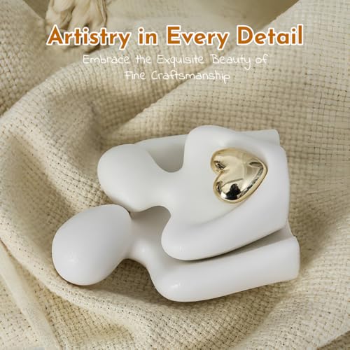 Romantic Couple Hugging Porcelain Statue - Modern Ceramic Decor - Image 4