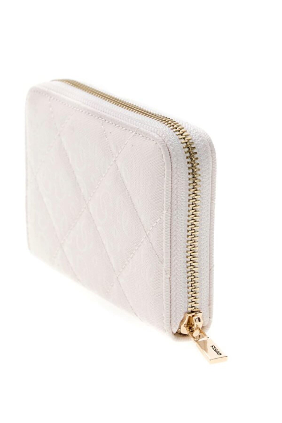GUESS portafoglio Libby SLG Zip Around Wallet Cream White avorio