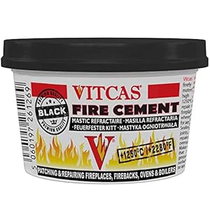 VITCAS Black Fire Cement – Excellent Adhesion – Converts to Rock – For Patching and Repairing – Fireplaces – Stoves…