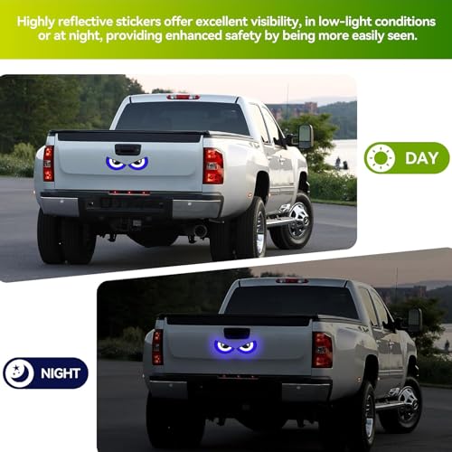 Image of Car High Intensity Reflective Eye Stickers Side Marker Bumper Fender Safety Warning Sticker Universal Strong Reflective Warning Scratches Protector Sticker for Car Night Visibility 2 Psc (Blue)