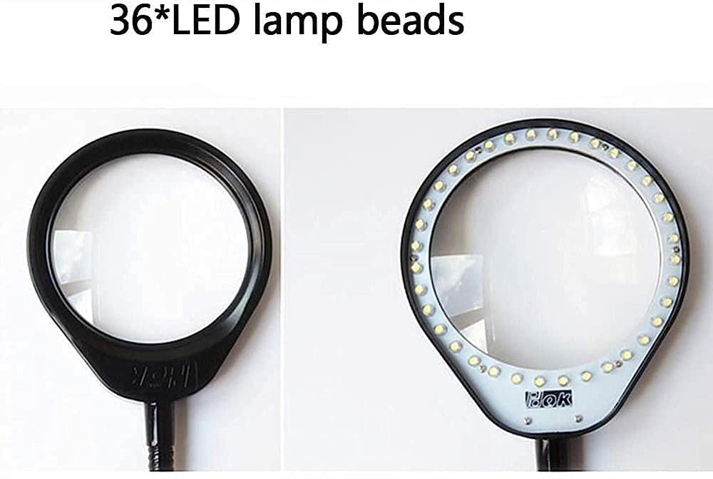 Lupas, Lámpara de Aumento LED de Escritorio Brillo Ajustable Manguera de Curva Flexible Mantenimiento Lectura Iluminación Lupa/5* Vision