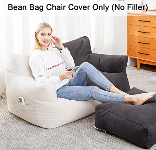 Hwoek Bean Bag Chair Covers For Adults,Teens, Fine-Staple Cotton Bean Bag Sofa Cover Only Without Filling-Memory Foam&Stuffed Animal Storage 115X74X63Cm,Sky Blue #TOP1