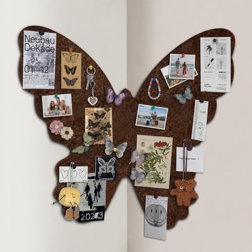 Image of Climberty Butterfly Felt Bulletin Board Corner Pin Board for Wall Photos, Notes, Postcards & DIY Decor, Memo Display Board with 50 Cards & 50 Push Pins for Home or Hostel Rooms, 80x70cm