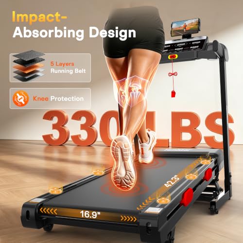 Image of Folding Incline Treadmill for Home, 330 /400 lb Capacity, 9 /10 MPH | 15% /20% Auto Incline, 16.9 inch /18.5 inch Wide Belt, Bluetooth Speakers, APP Connectivity, LED Touchscreen, Brushless Fan