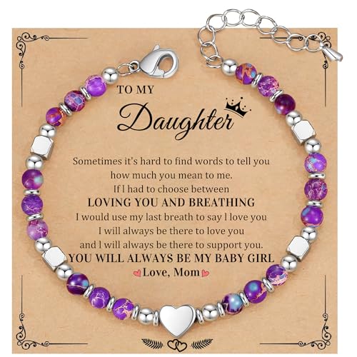 Christmas Gifts for Women, Stocking Stuffers for Teens Beaded Bracelets for Women Gifts for Mom Christmas Gift Mothers Day Gift for Grandma Daughter Bonus Mom Nature Stone Bead Bracelet Graduation Jewelry for Her 2026