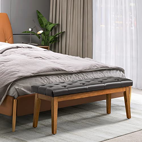 Huimo Entryway Bench,Dining Leather Bench,Kitchen Leather Seat Dining, Bedroom End Of Bench, Ottoman Bench, Living Room Leather Solid Wood Indoor Bench Black #TOP3