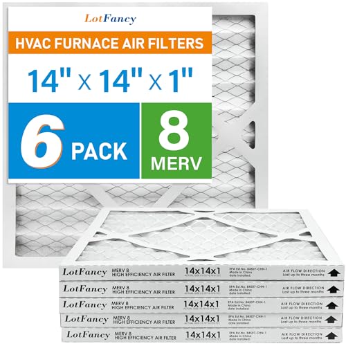 Filtres à air plissés MERV 8 LotFancy 14x14x1 pouces pour système de chauffage et CVC
