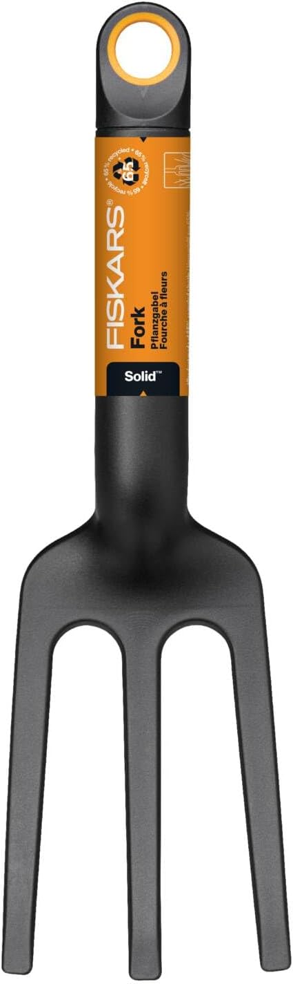 Fiskars Planting Fork, 28 cm, 3 Zinken, Glasfaserverstrkter Kunststoff, Schwarz/Orange, Solid, 1072103