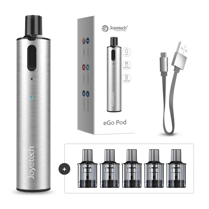 Joyetech eGo Pod System Vape 1000 mAh 2 ml with 5 Cartridges Starter Set  Nicotine-Free Silver: Amazon.de: Electronics & Photo