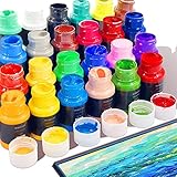 MODEGAO Outdoor Acrylic Paint - Set of 24 Bottles, Rich Pigment, Vivid Colors, Non-toxic Multi-Surface Craft Paints, Art Supplies for Canvas, Rock, Wood, Fabric, Leather, Paper
