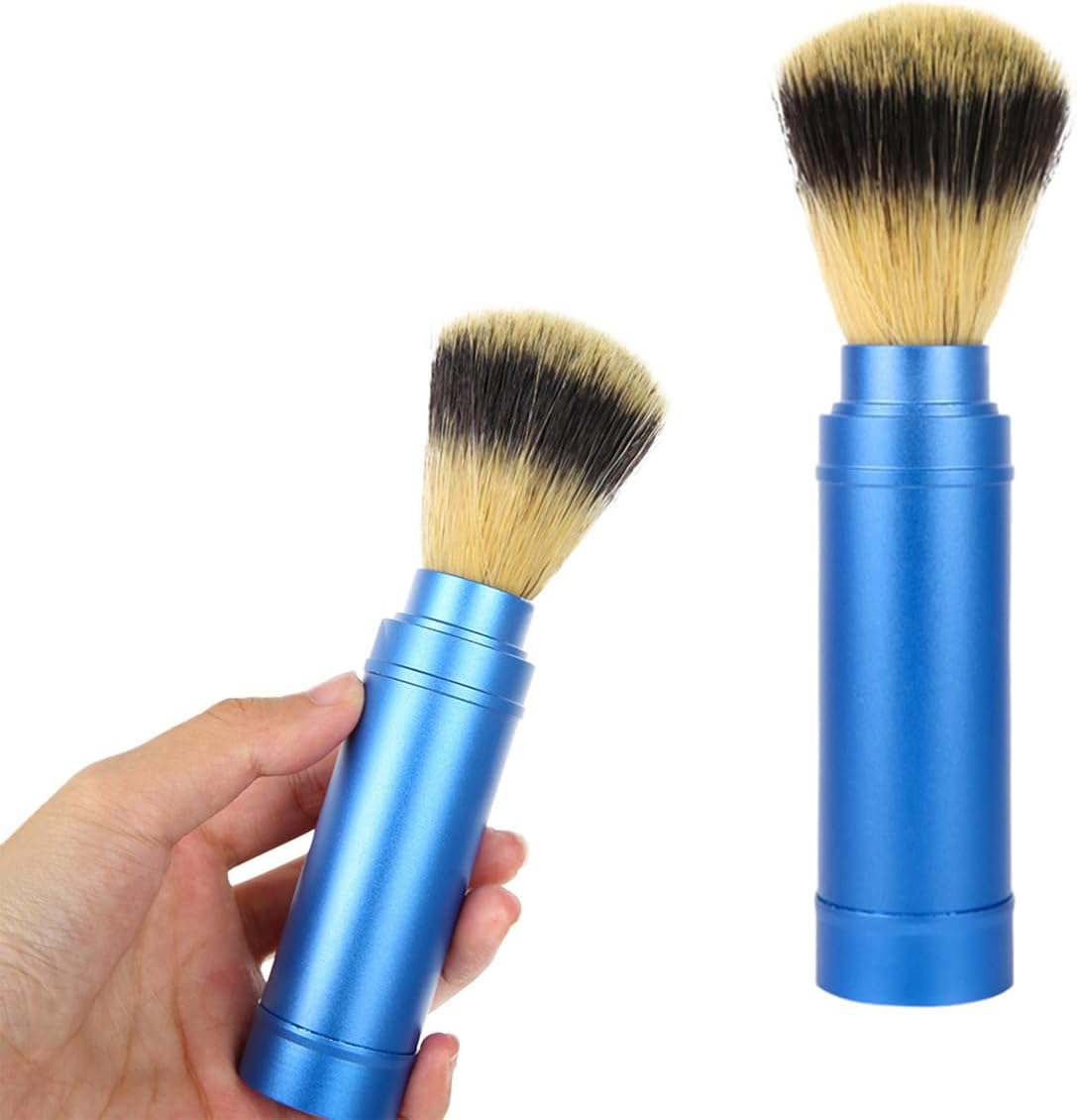Metal Beard Brush Nylon Bristle Shaving Brush Portable Facial Cleaning Brush Multifunctional Grooming Tool for Daily Use