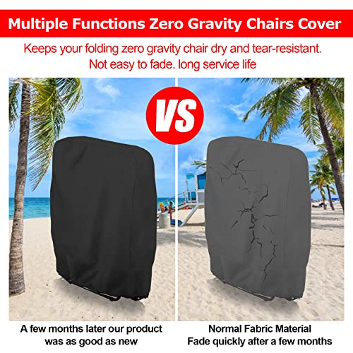 Aofeite Outdoor Folding Zero Gravity Chair Covers, Upgraded Oversized Durable Recliner Cover,420D Oxford Waterproof Uv Resistant Lawn Beach Chair Patio Furniture Covers (43Inch Black) #TOP4