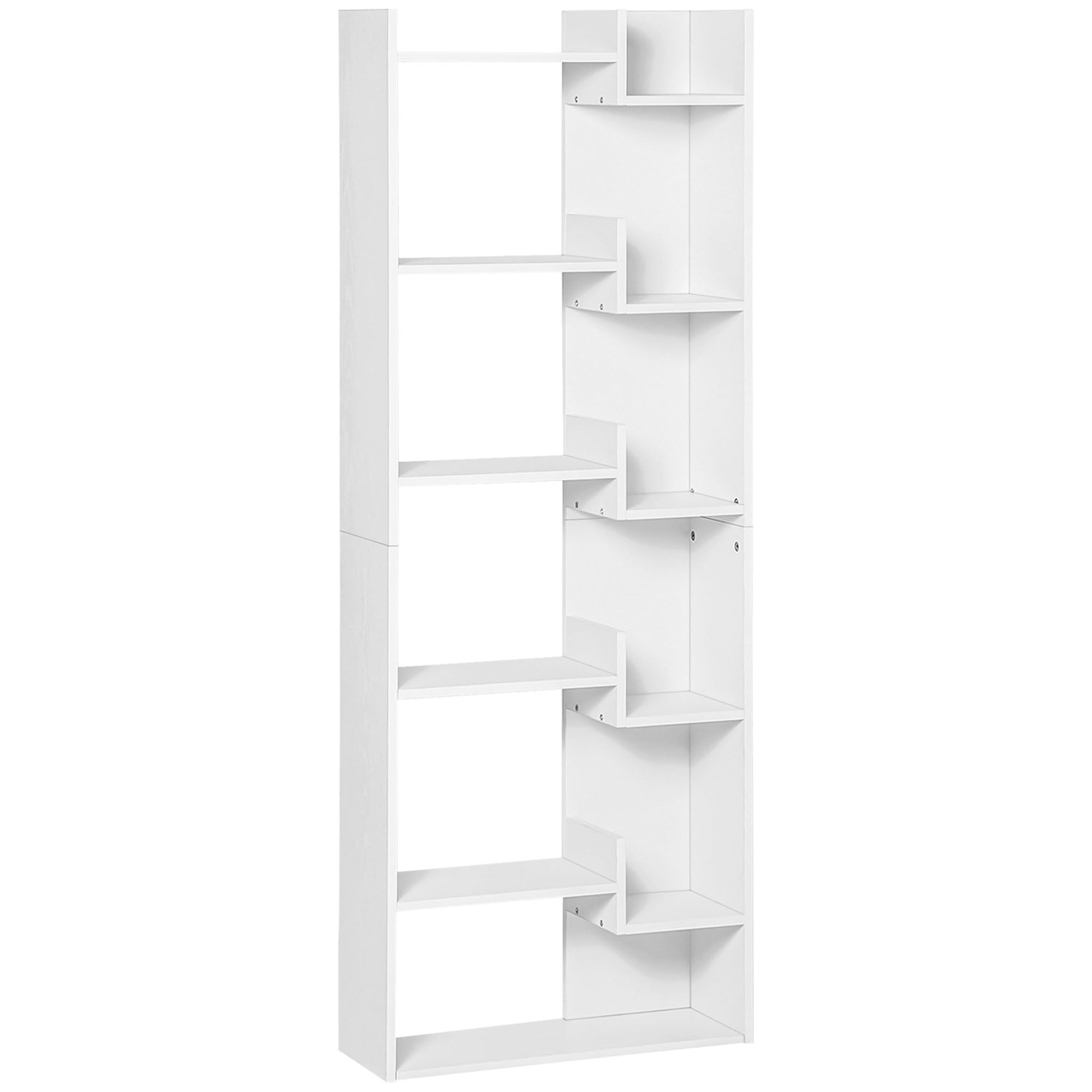 HOMCOM Bibliothèque Design à 6 Niveaux Irréguliers - Étagère Haute Blanche 60x21x162,5 Cm - Meuble De Rangement