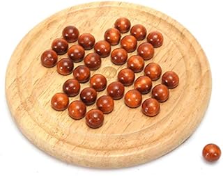The Magic Toy Shop Peg Solitaire with Wooden Marbles Board Game 21cm Traditional Game of Strategy