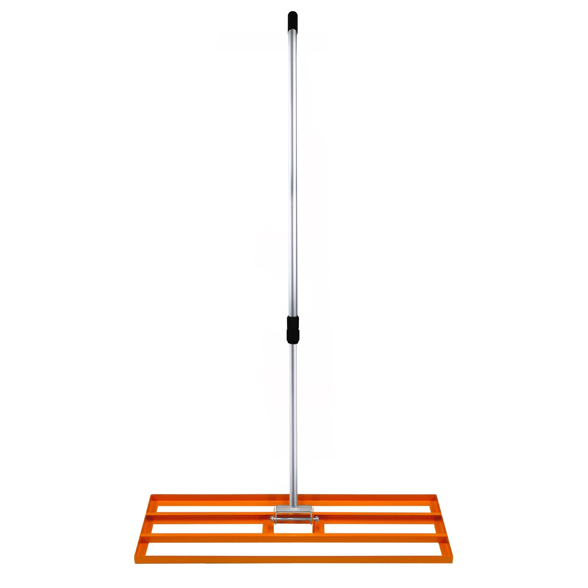 Set 2-in-1 Arieggiatore Manuale e Livellatore per Prato Arancione in Acciaio Zincato e Alluminio con Manico Estensibile fino a 2m, Base Livellatrice da 100cm e Picchetti da 3,8cm