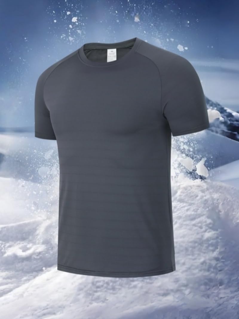 Men's Breathable Ice Shreds Quick Drying T-Shirt, Cooling Athletic Top, Lightweight Short Sleeve Tee for Sports, 1 Piece